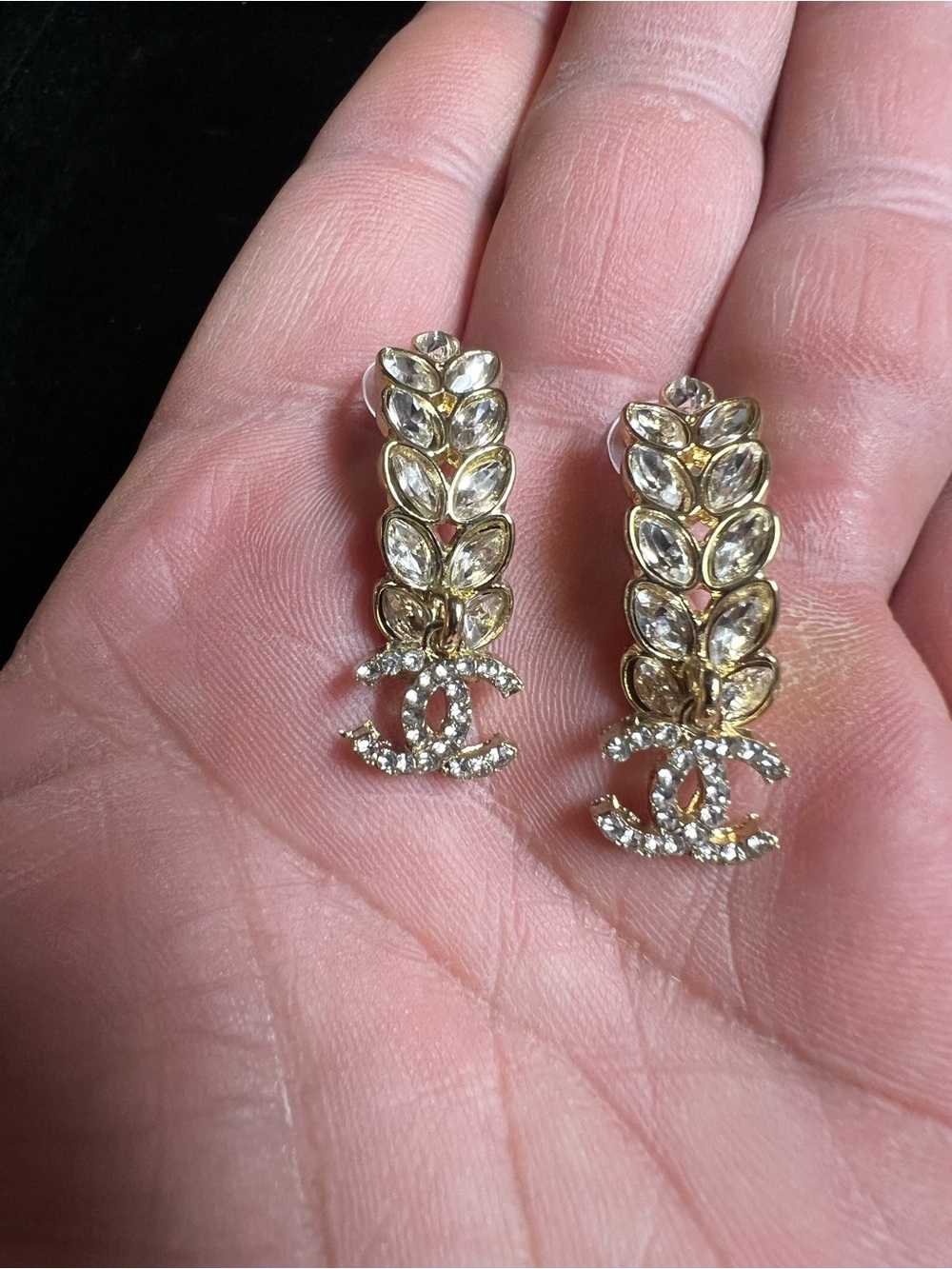 ChaneI Wheat With Crystal Accents Earrings For Pierced Ears